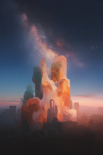 Celestial Nocturnal Sublime style reference image — volumetric golden glow