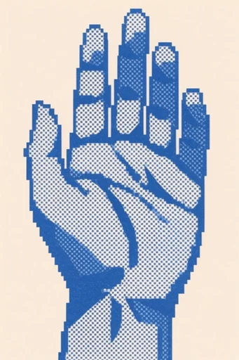 Cobalt Pixel Op-Art style reference image — pixelation glitch