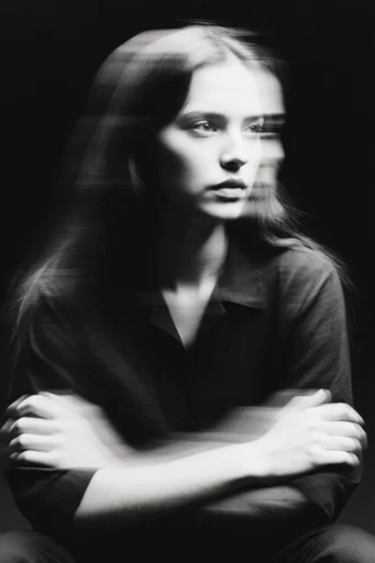 Kinetic Spectral Noir style reference image — heavy film grain