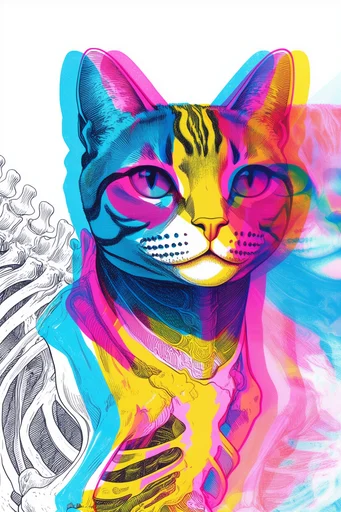 Neon Glitch Engraving style reference image — high-contrast cross-hatching