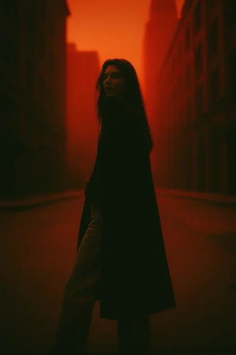 Crimson Silhouette Noir style reference image — stark silhouette
