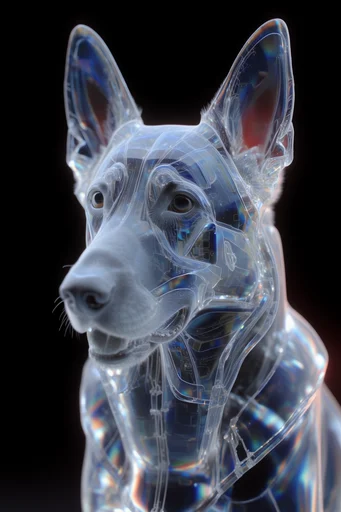 Prismatic Crystalline Refraction style reference image — glossy refractive surfaces