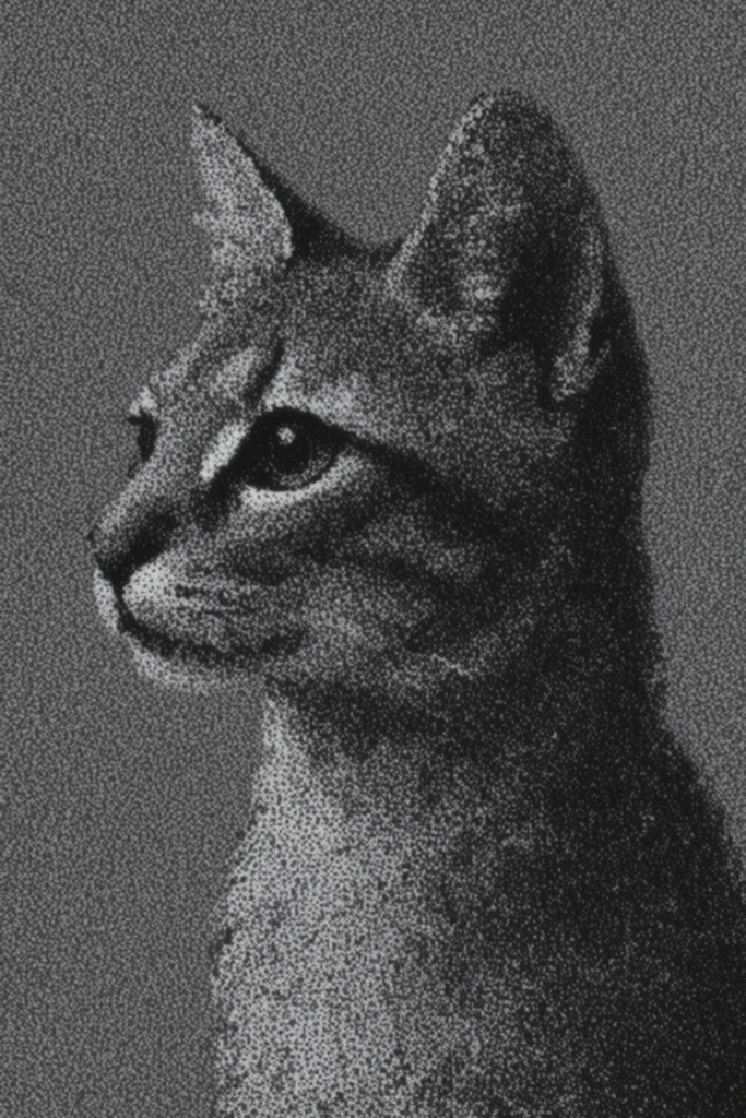 Textured Monochromatic Print style AI image example 3