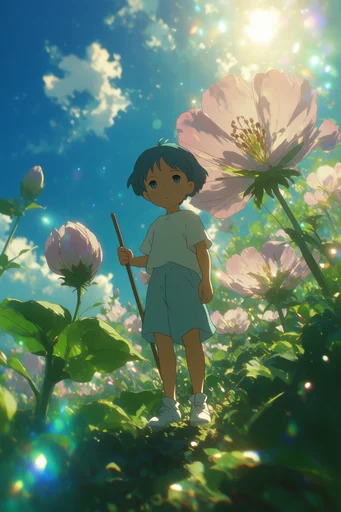 Luminous Anime Pastoralism style reference image — nostalgic summer atmosphere