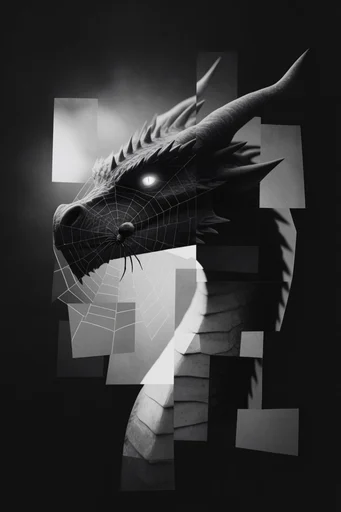 Fragmented Monochromatic Surrealism style reference image — surrealist collage