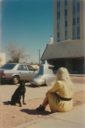 Nostalgic Surrealist Americana style reference image — vintage film aesthetic