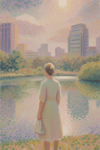 Ethereal Pointillist Storybook style reference image — fine-line illustration