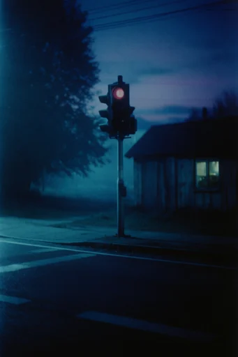 Nocturnal Cyan Noir style reference image — dense atmospheric fog