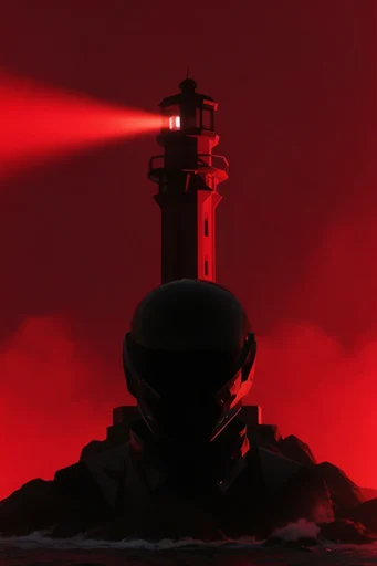 Crimson Cyber Noir style reference image — deep shadows