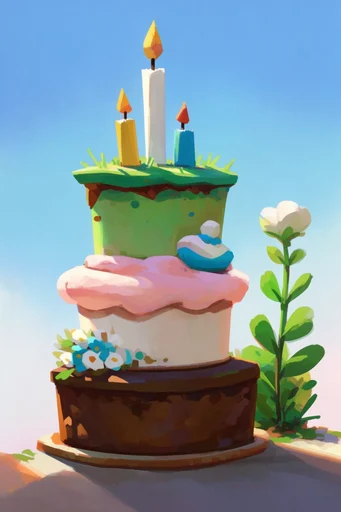 Vibrant Whimsical Painterly style reference image — exaggerated perspective