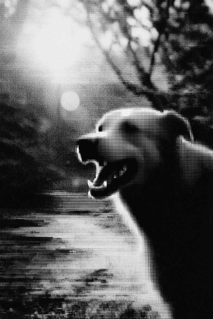 Corrupted Analog Noir style AI image example 3
