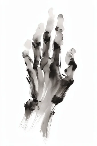 Minimalist Sumi-e Essence style reference image — monochromatic black ink