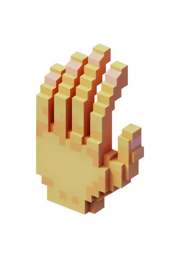 Glossy Isometric Voxel style reference image — minimalist blocky design