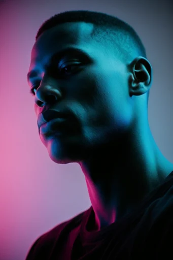 Cinematic Neon Noir style reference image — editorial fashion photography