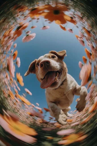 Surreal Fisheye Floral style reference image — golden hour backlighting