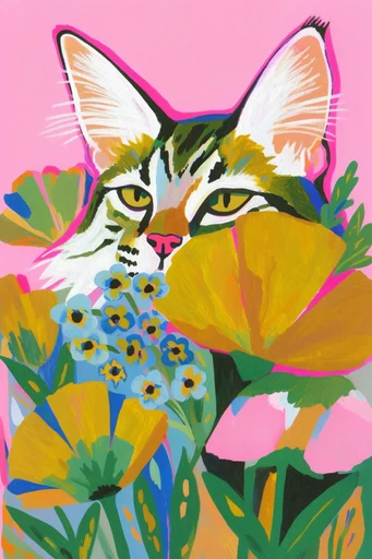 Vibrant Fauvist Folk style reference image — vibrant flat color planes