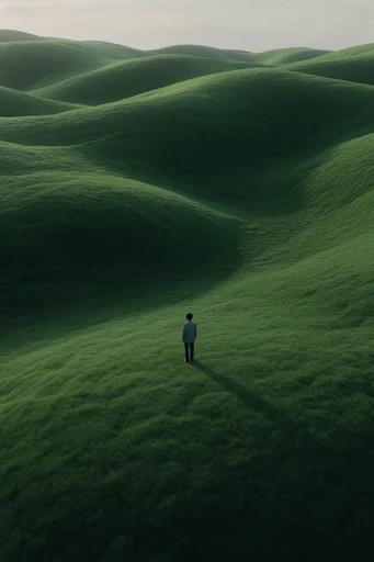 Minimalist Verdant Landscapes style reference image — monochromatic verdant palette