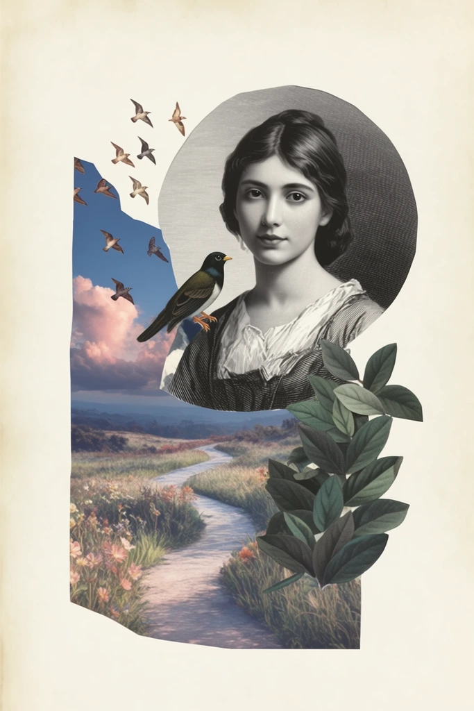 Surrealist Vintage Collage style AI image example 2