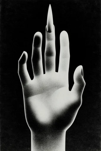 Monochrome Avant-Garde Noir style reference image — stippled airbrush gradients