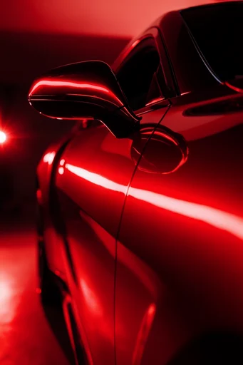 Crimson Cyber Noir style reference image — high-contrast noir