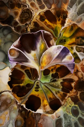 Organic Geological Surrealism style reference image — earthy psychedelic palette