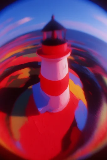 Neon Fisheye Dreamscape style reference image — prismatic light leaks