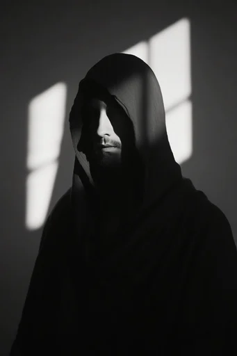 Cinematic Chiaroscuro Noir style reference image — high-contrast monochrome