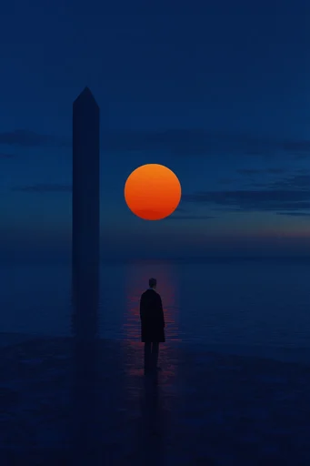 Nocturnal Cobalt Noir style reference image — sharp architectural silhouettes