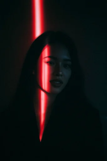 Cinematic Noir Glitch style reference image — digital glitch distortion