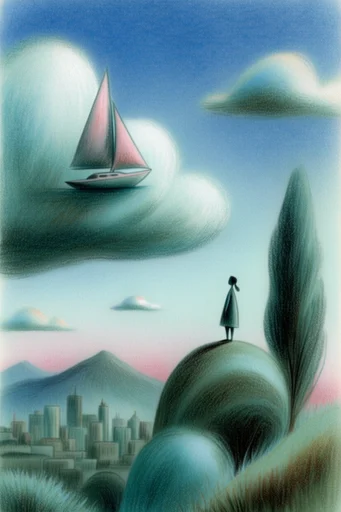 Melancholic Surrealist Minimalism style AI image example 2