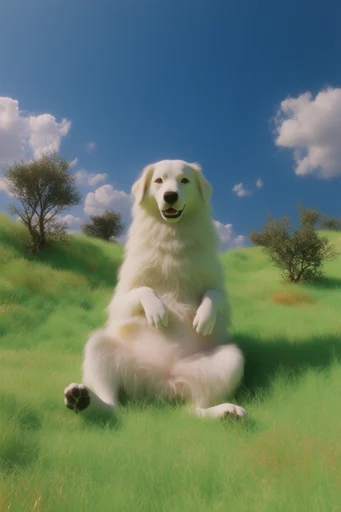 Plush Verdant Surrealism style reference image — puffy cumulus clouds