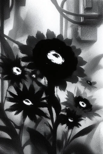 Gritty Monochromatic Noir style reference image — brutalist graphic design