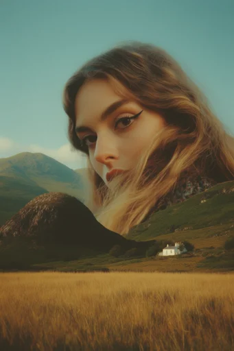Nostalgic Surrealist Poetics style reference image — vintage film aesthetic