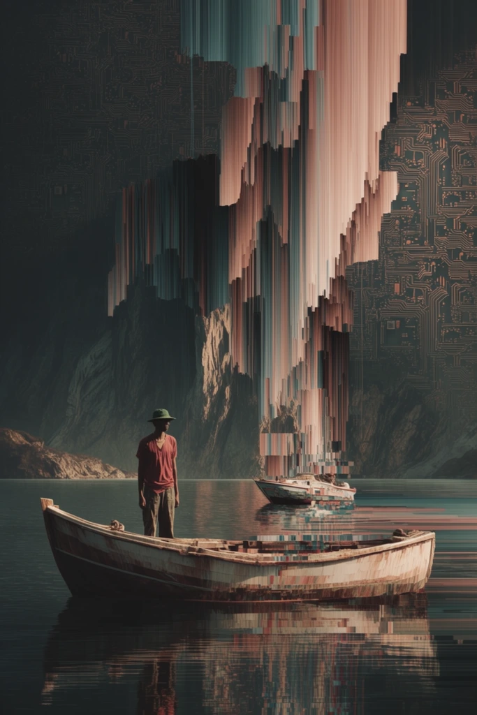 Cybernetic Glitch Surrealism style AI image example 2