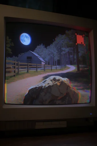 Analog CRT Glitchcore style reference image — analog VHS glitch