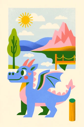 Retro Folk Risograph style reference image — naive folk art