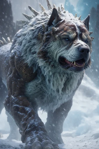 Arctic Grimdark Mythos style reference image — intricate frostbitten textures