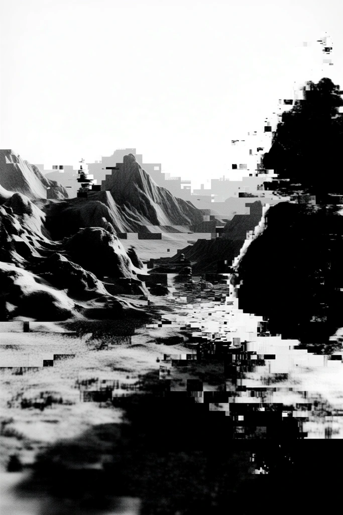 Corrupted Monochrome Glitch style AI image example 2
