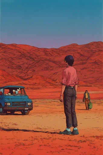 Retro Graphic Surrealism style AI image example 2