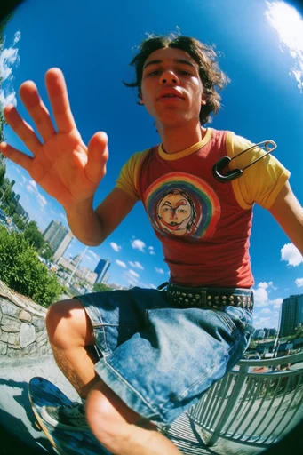 Sun-Drenched Fisheye Nostalgia moodboard — generate AI images in this style