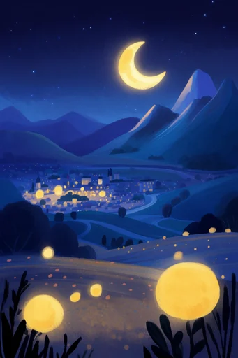 Luminous Nocturnal Storytelling style reference image — stylized digital illustration