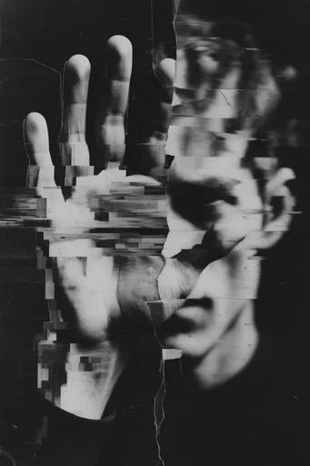 Gritty Monochromatic Collage style reference image — torn paper texture