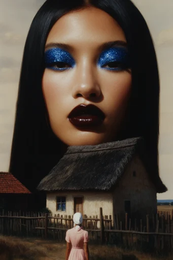 Prismatic Tactile Glamour style reference image — iridescent glitter makeup