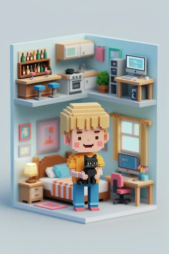 Cozy Pastel Voxel moodboard — generate AI images in this style