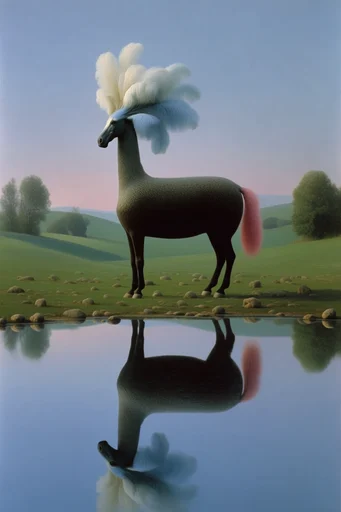 Surreal Liminal Pastoralism style AI image example 3