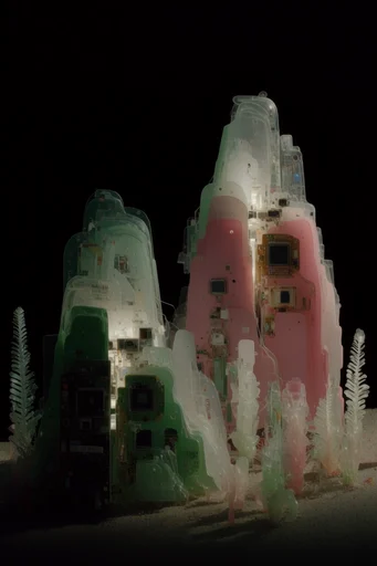 Translucent Bio-Cyber Assemblage style reference image — translucent resin shell