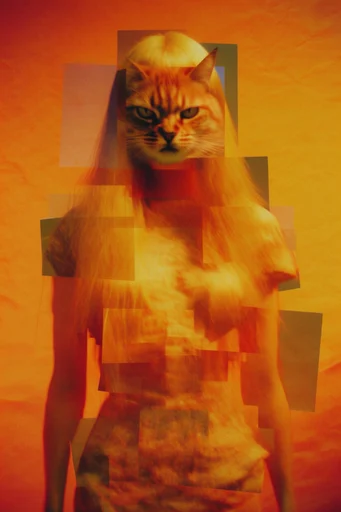 Fragmented Analog Collage style reference image — heavy film grain