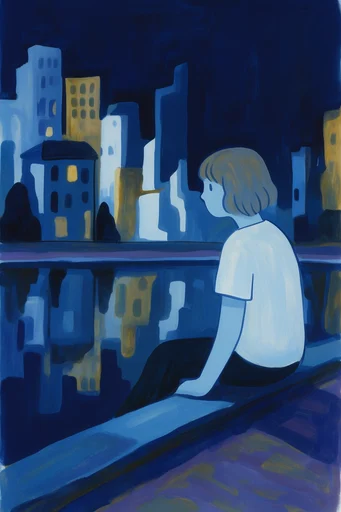 Surreal Nocturnal Cerulean style reference image — monochromatic cerulean and indigo palette