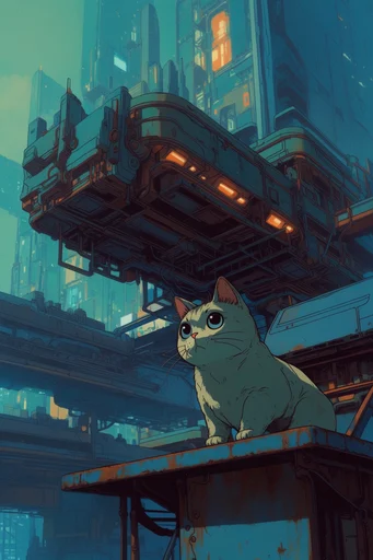 Atmospheric Industrial Dystopia style reference image — atmospheric cyan fog