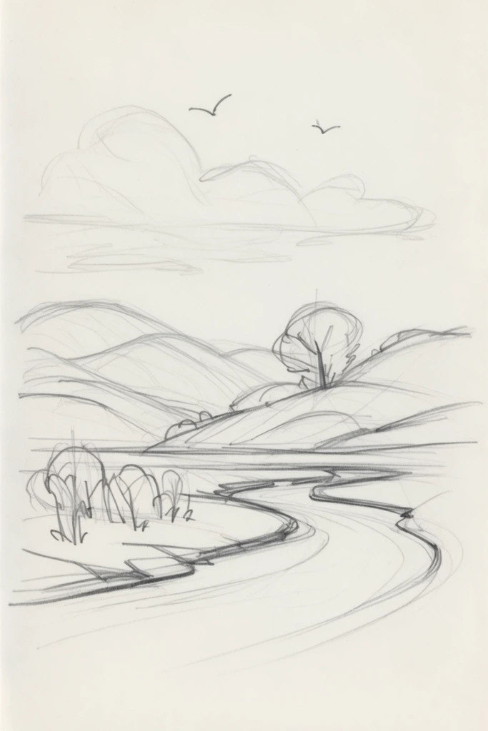 Raw Expressive Sketchbook style AI image example 2